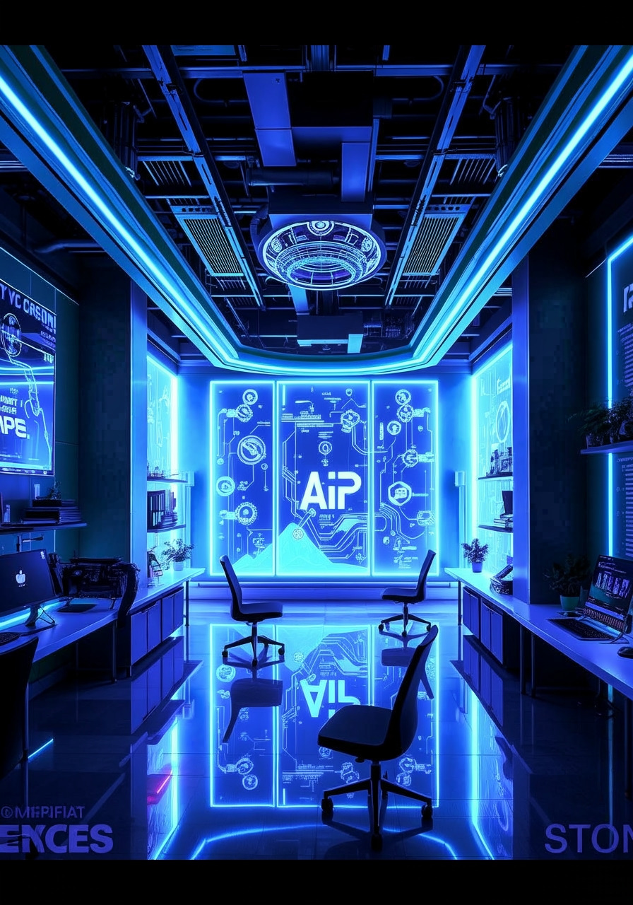 Oficina futurista con tecnología