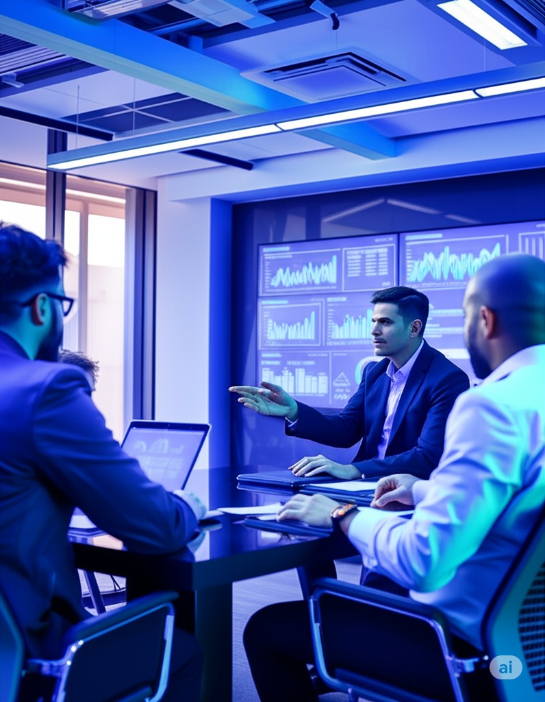 Reunión de negocios con tecnología